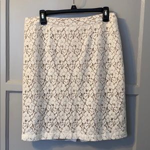 White lace shirt with nude underlay